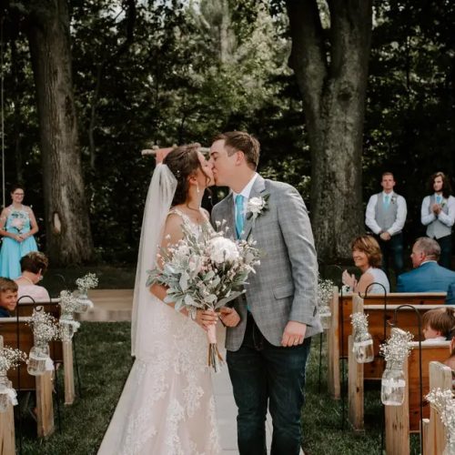 couple getting married outdoors